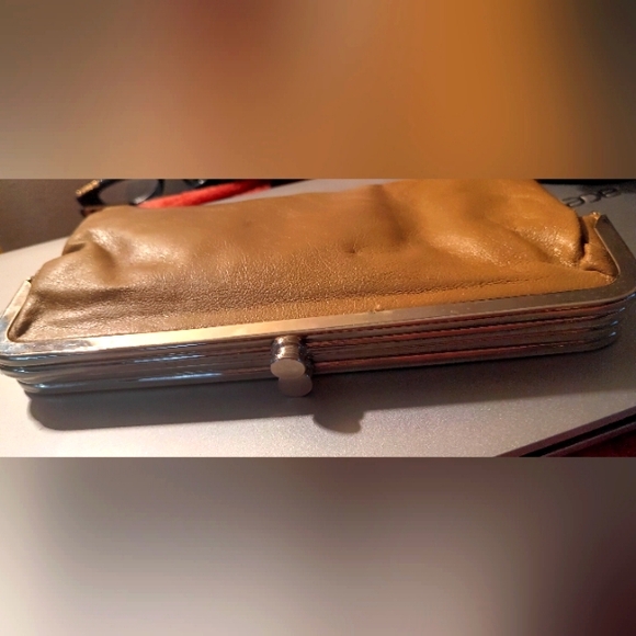 Vintage Double Clutch Carmel Leather design purse with zipper inside & pockets. - Picture 4 of 4